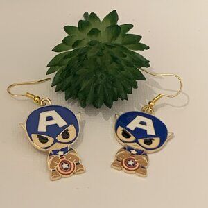 Superhero Earrings, Hero Earring, Captain America Earring, Gift Idea, Heroes